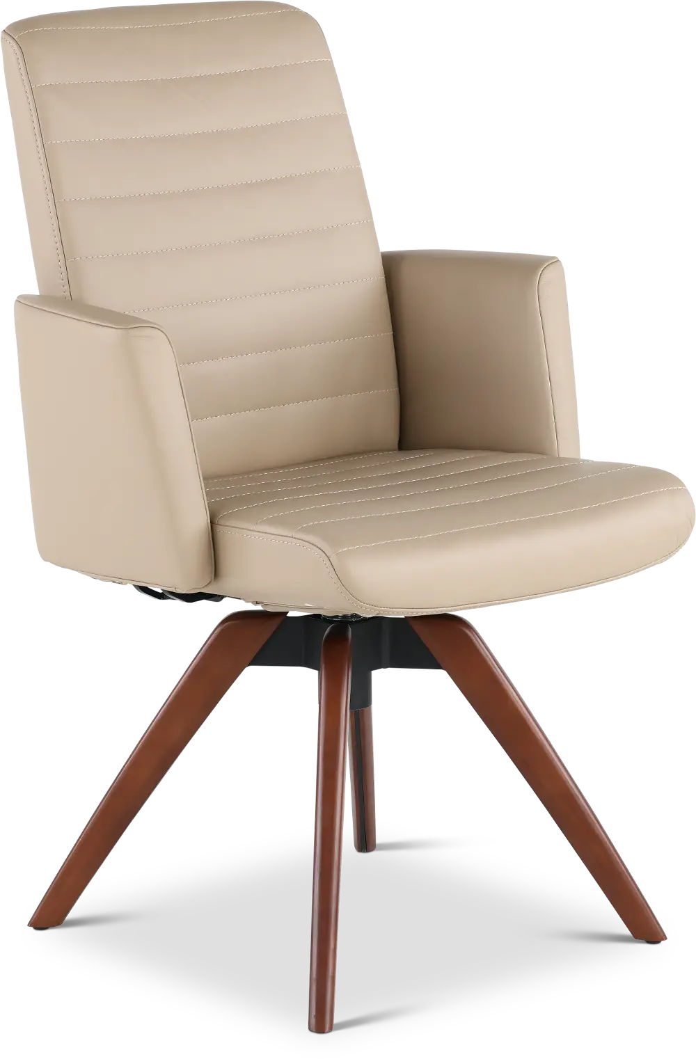 Hygge Sandstone Leather Swivel Dining Arm Chair-1
