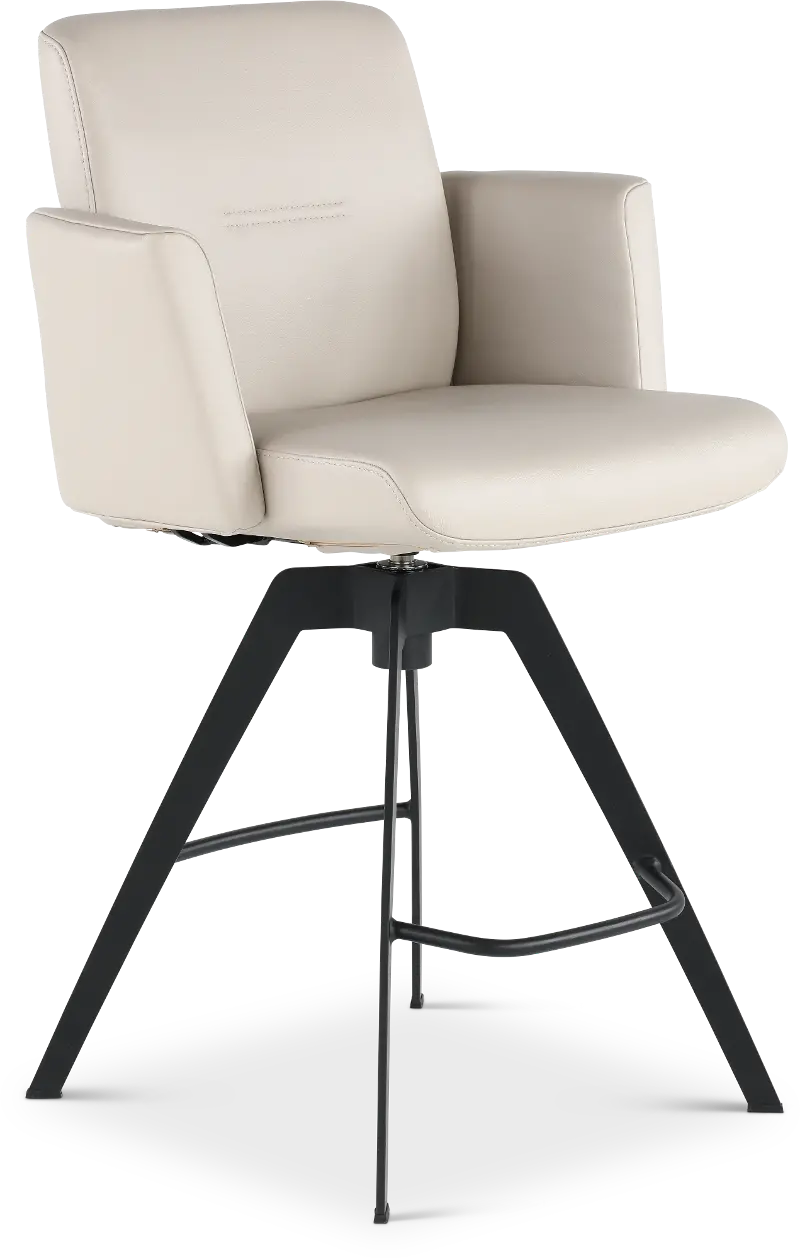 Hygge White Leather Swivel Counter Stool