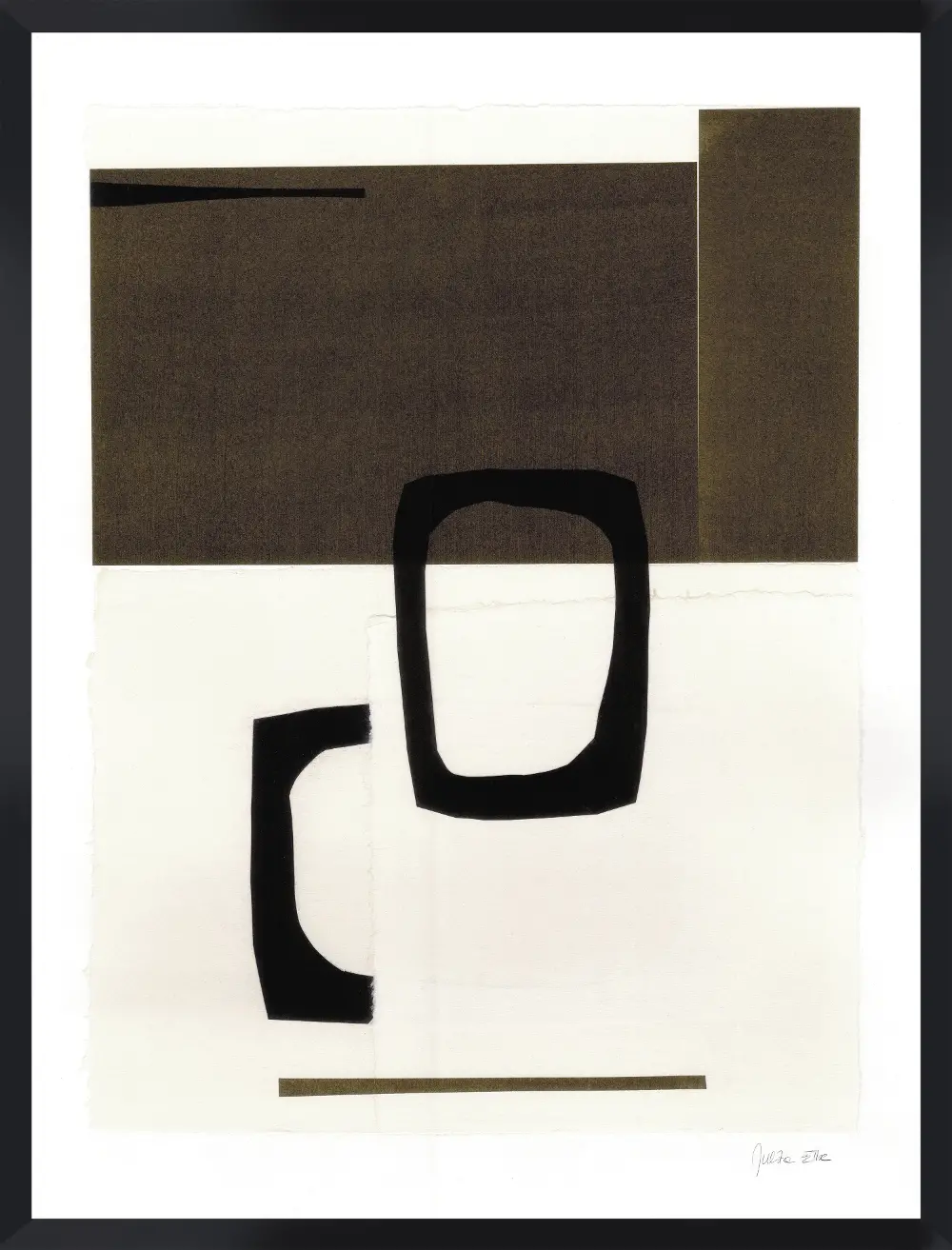 Stone and Black Framed Linen Art-1