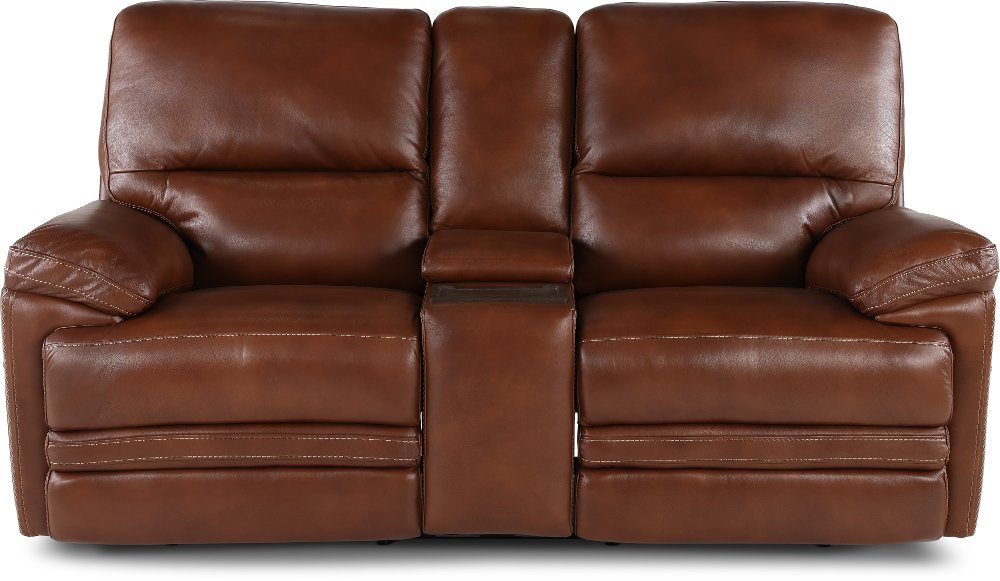 David Pecan Power Reclining Loveseat with Power Headrest and Lumbar