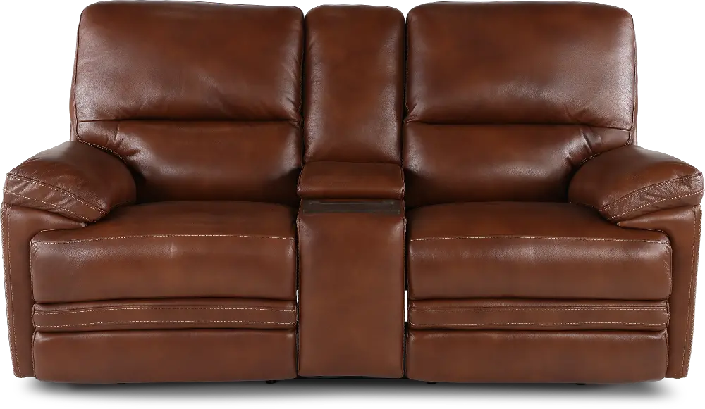 David Pecan Power Reclining Loveseat with Power Headrest and Lumbar-1