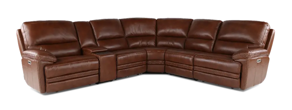 David Pecan 6-Piece Power Reclining Sectional with Power Headrest and Lumbar-1