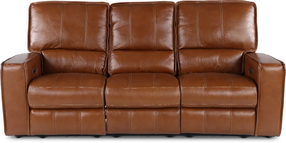 Rockford Saddle Brown Power Reclining Sofa with Power Headrest-1