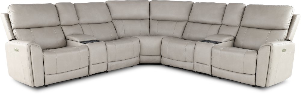 Damon Capriccio Dove 7-Piece Power Reclining Sectional with Audio System