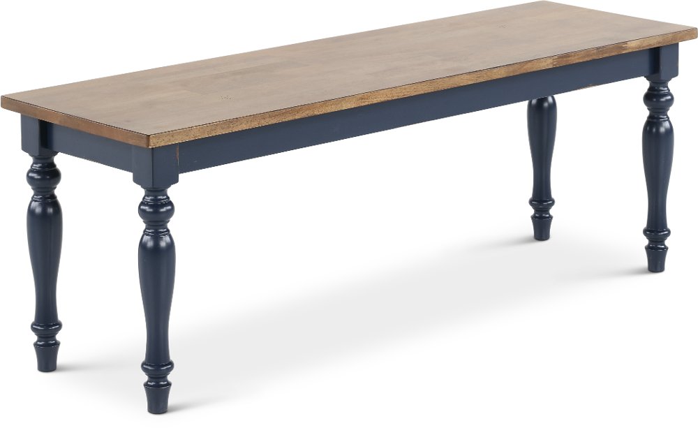 Carmen Oak and Blue Dining Bench