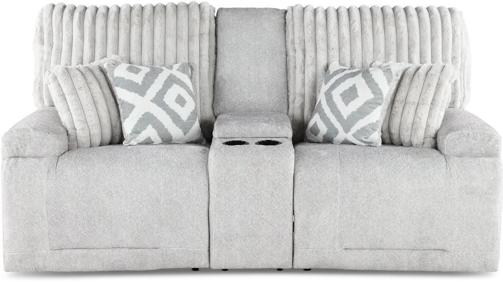 Mondo Silver Manual Reclining Console Loveseat-1