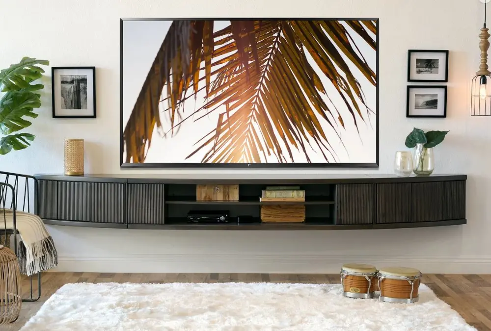 Arc Curved Graystone Wall Mounted TV Stand-2
