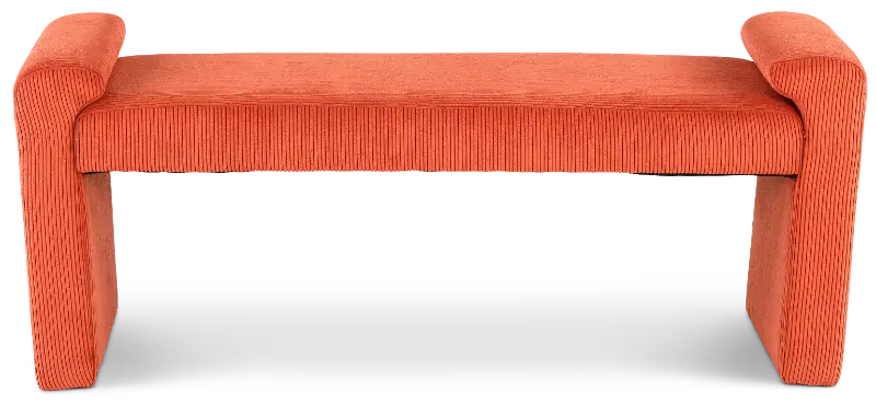 Lorelai Rust Red Corduroy Upholstered Bench