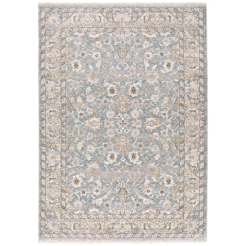 Maharaja 8 x 11 Blue and Ivory Area Rug