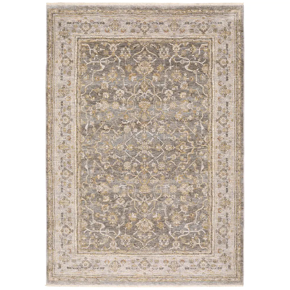 Maharaja 5 x 8 Gray and Gold Area Rug-1