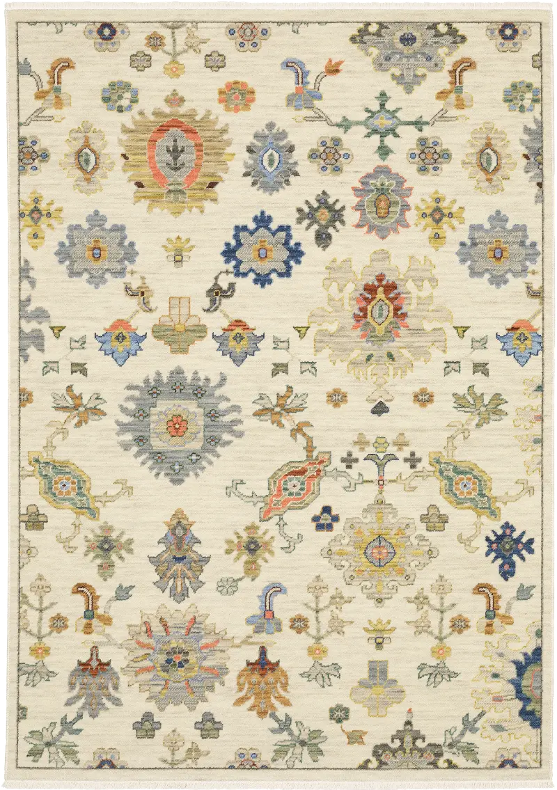 Lucca 5 x 8 Flower Garden Ivory Area Rug