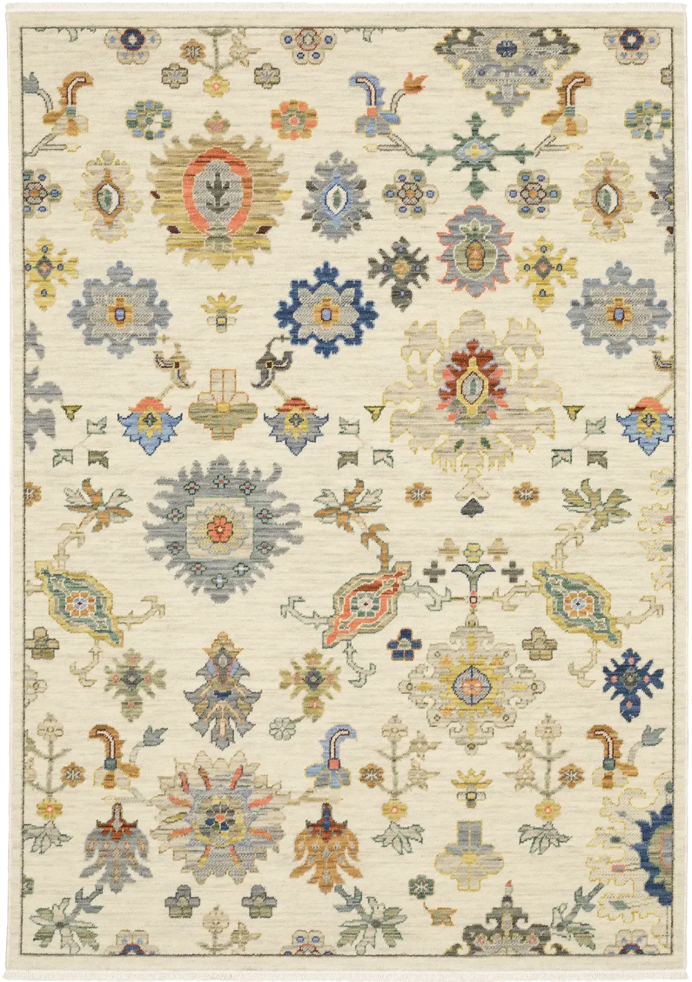 Lucca 8 x 11 Flower Garden Ivory Area Rug-1