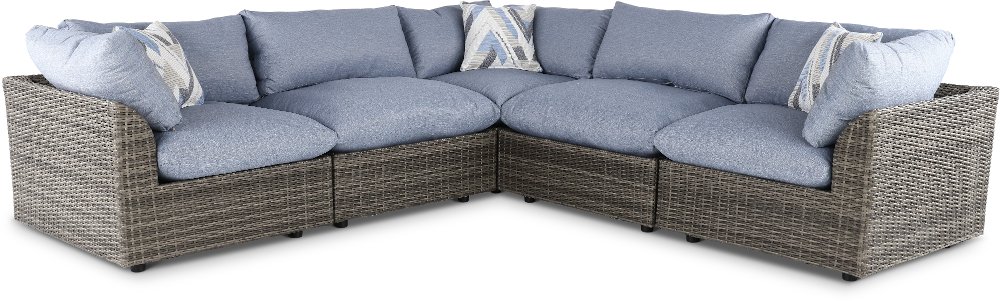 Cirrus Blue and Brown 5-Piece Patio Set