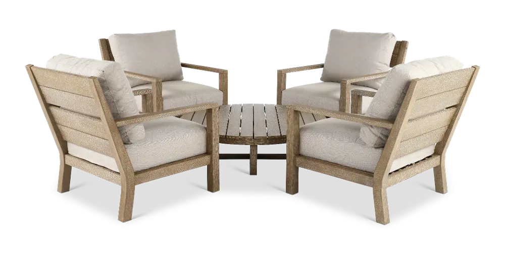 Palm Beach 5 Piece Natural and Beige Patio Seating Set-1