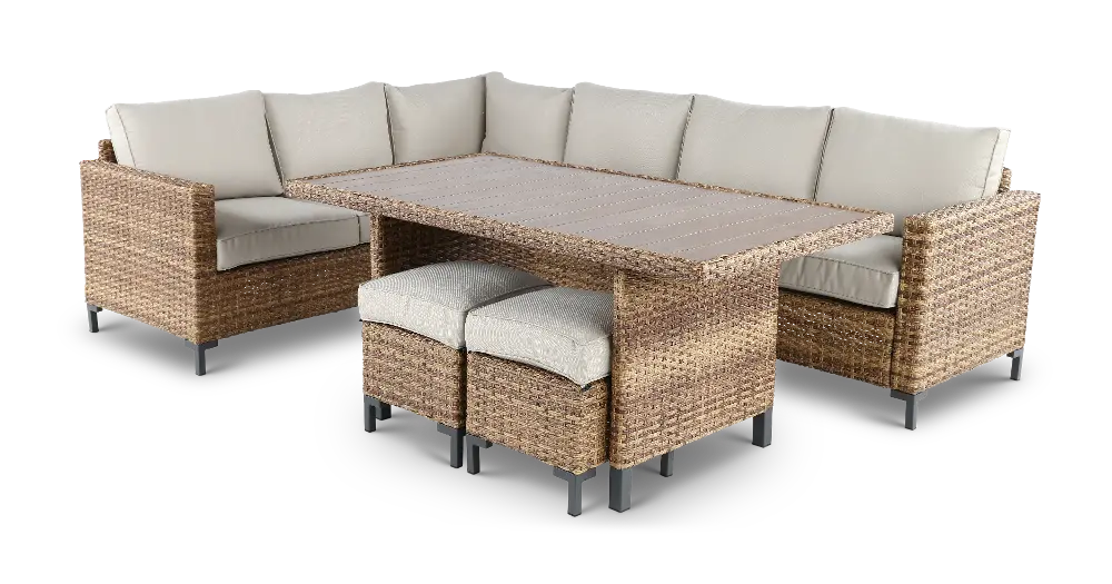 Hanover Brown and White Wicker Patio Seating Set-1