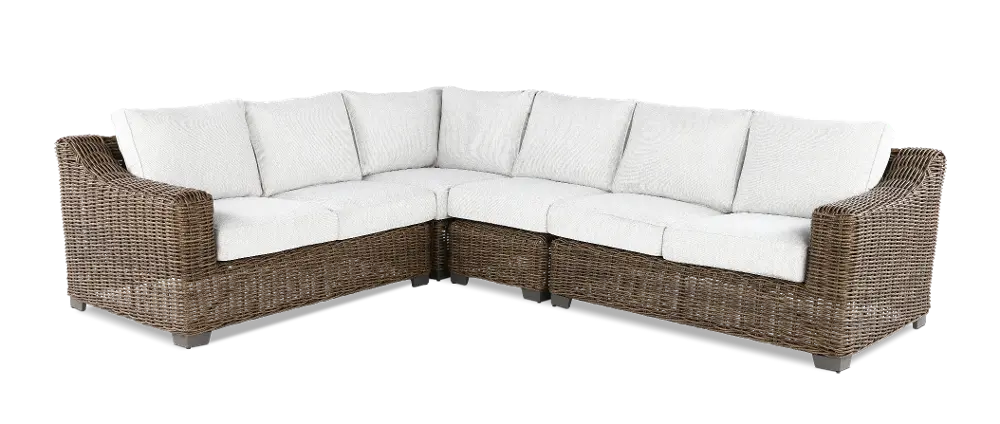 Carter 4 Piece Off-White and Wicker Patio Sectional-1