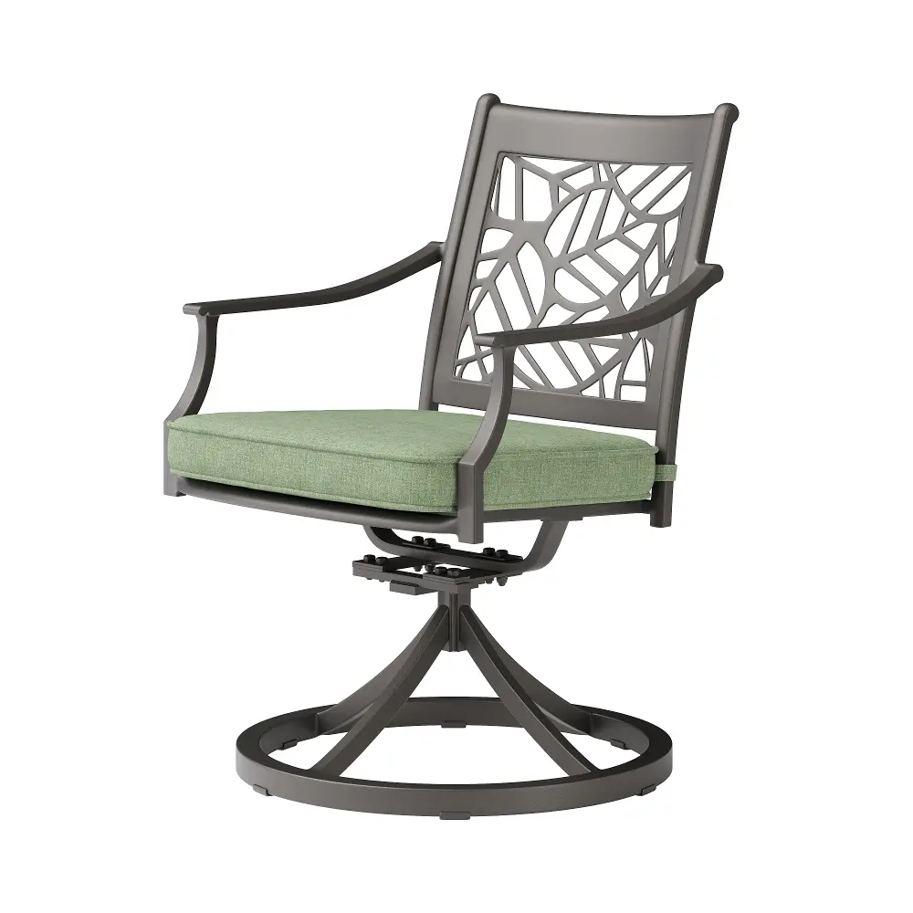 AAM01201P03 Thurston Gray and Green Patio Swivel Dining Chair-1