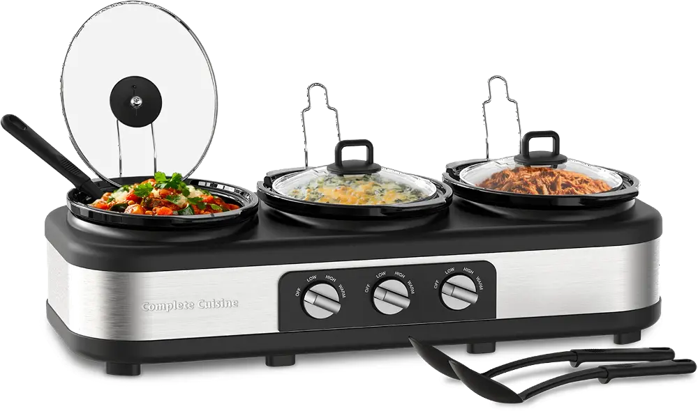 Complete Cuisine Triple 2.5 Quart Slow Cooker and Buffet Server-1