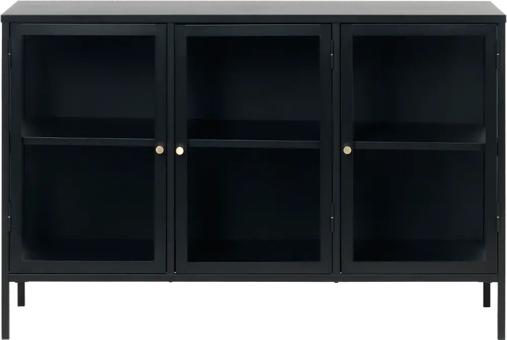 Carmel Black Metal and Glass 3 Section Sideboard-1