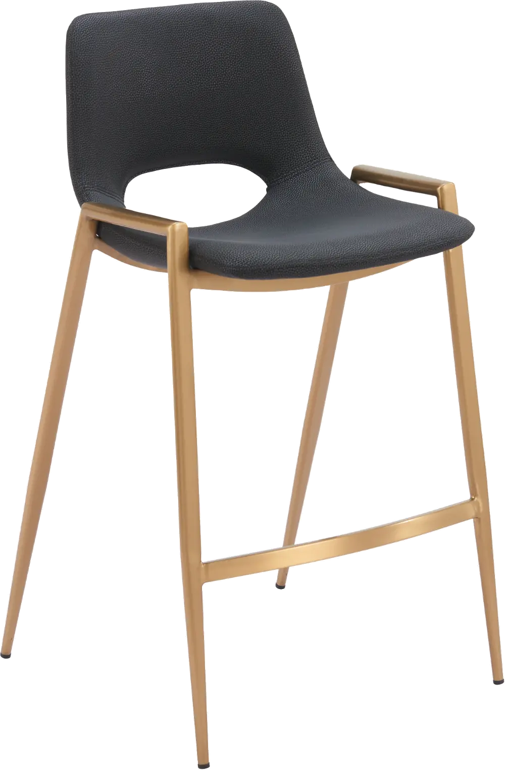 Sant’Anastasia Black and Gold Faux Leather Counter Stool-1