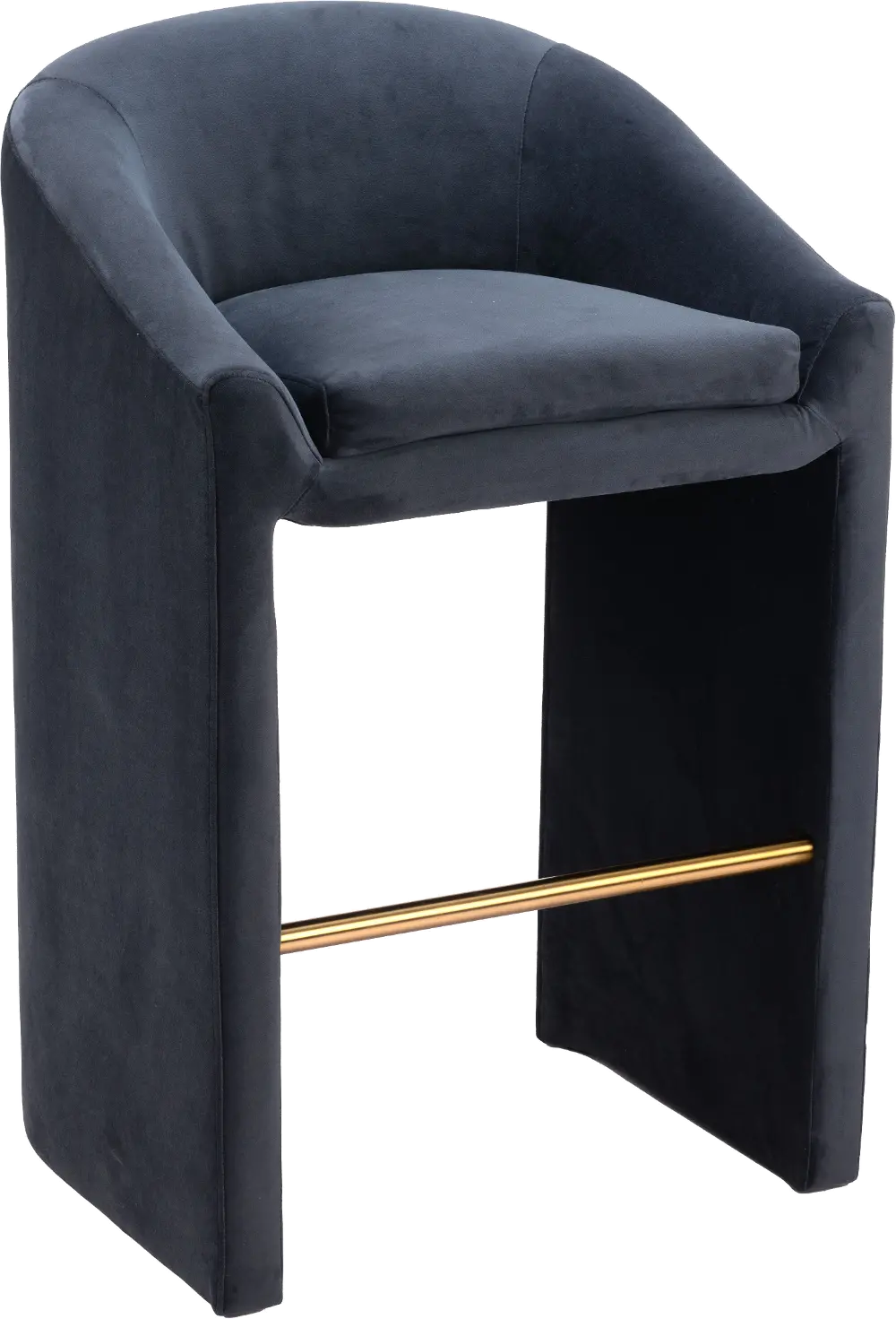 Meda Midnight Gray Velvel Barstool-1