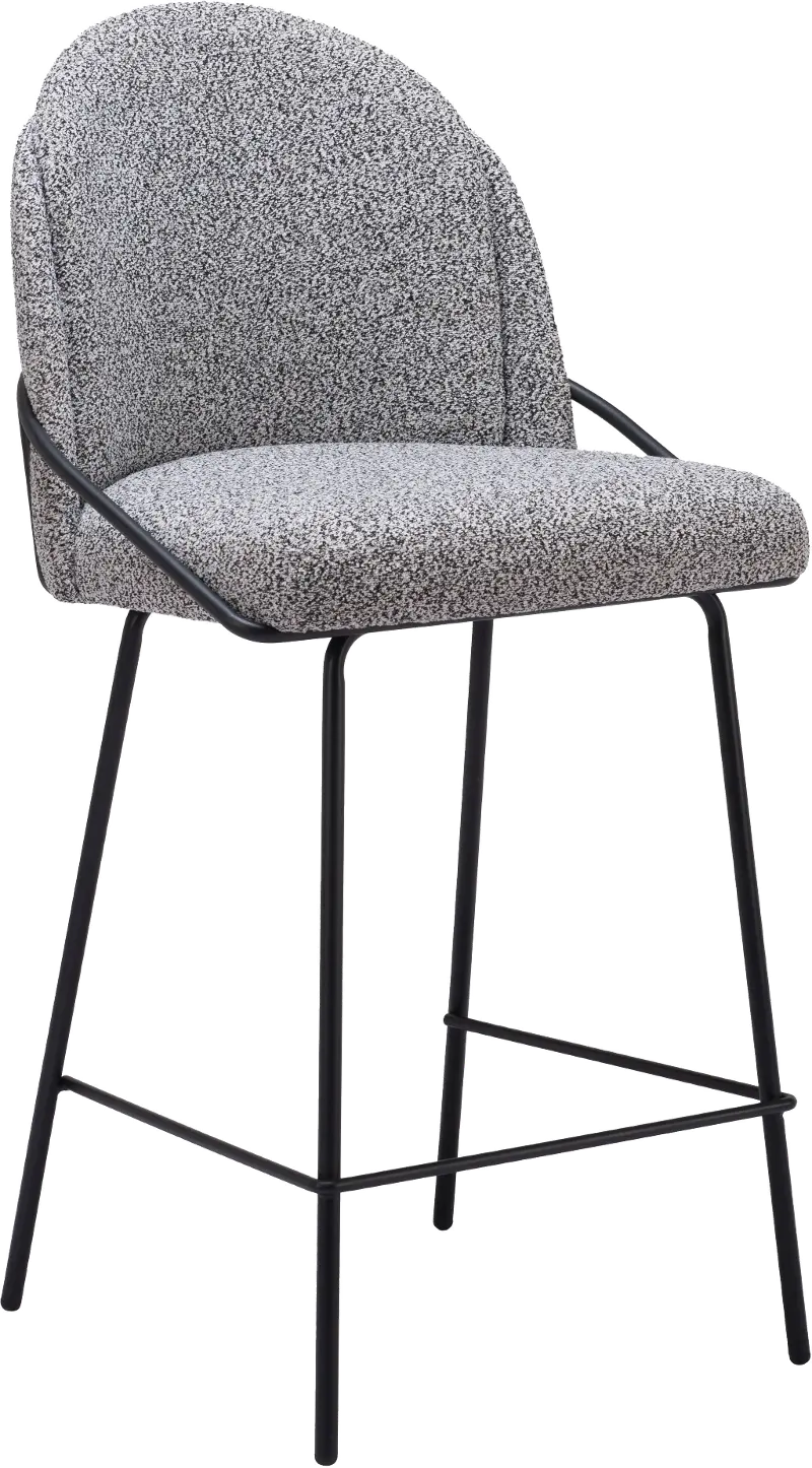 Baranzate Black and White Shearling Counter Stool