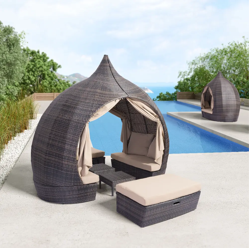Sant’Agata Brown Outddor Daybed with Canopy-2