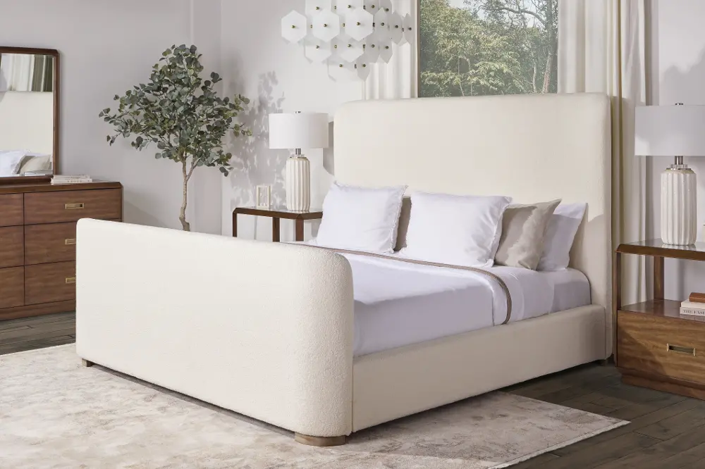 Lucia Off-White Boucle Upholstered King Bed-2