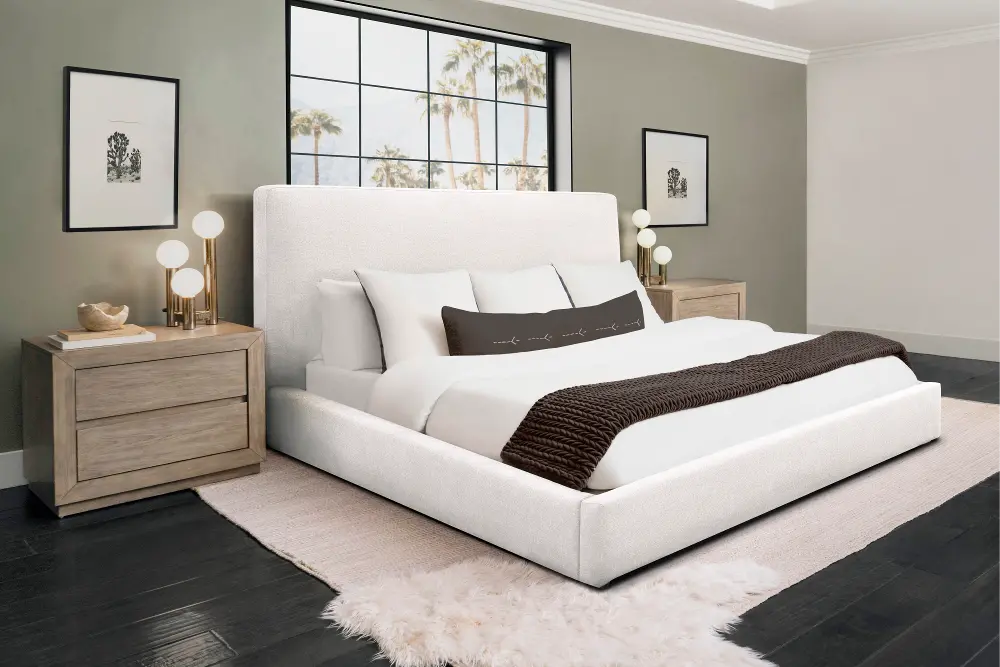 Lennox White Upholstered Queen Bed-2