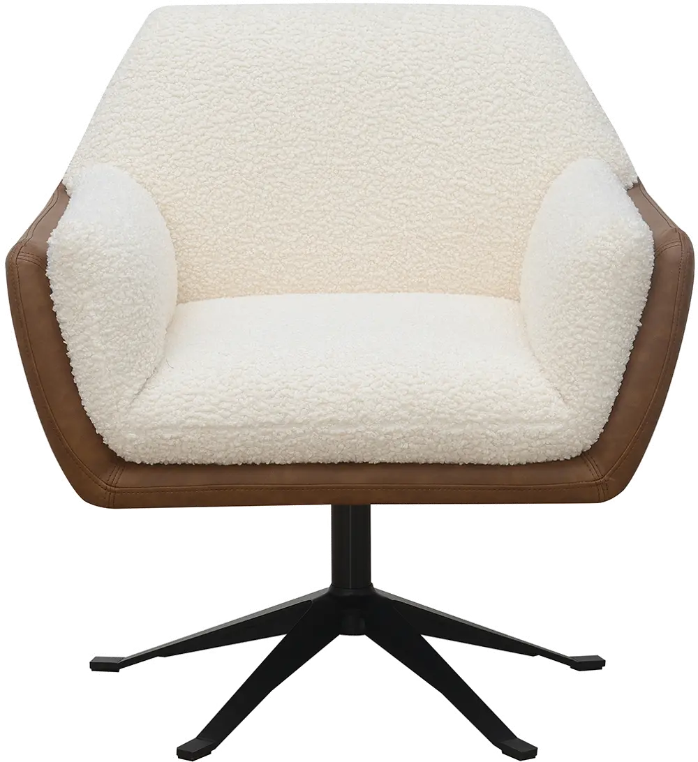 Ada Brown and White Swivel Accent Chair-1
