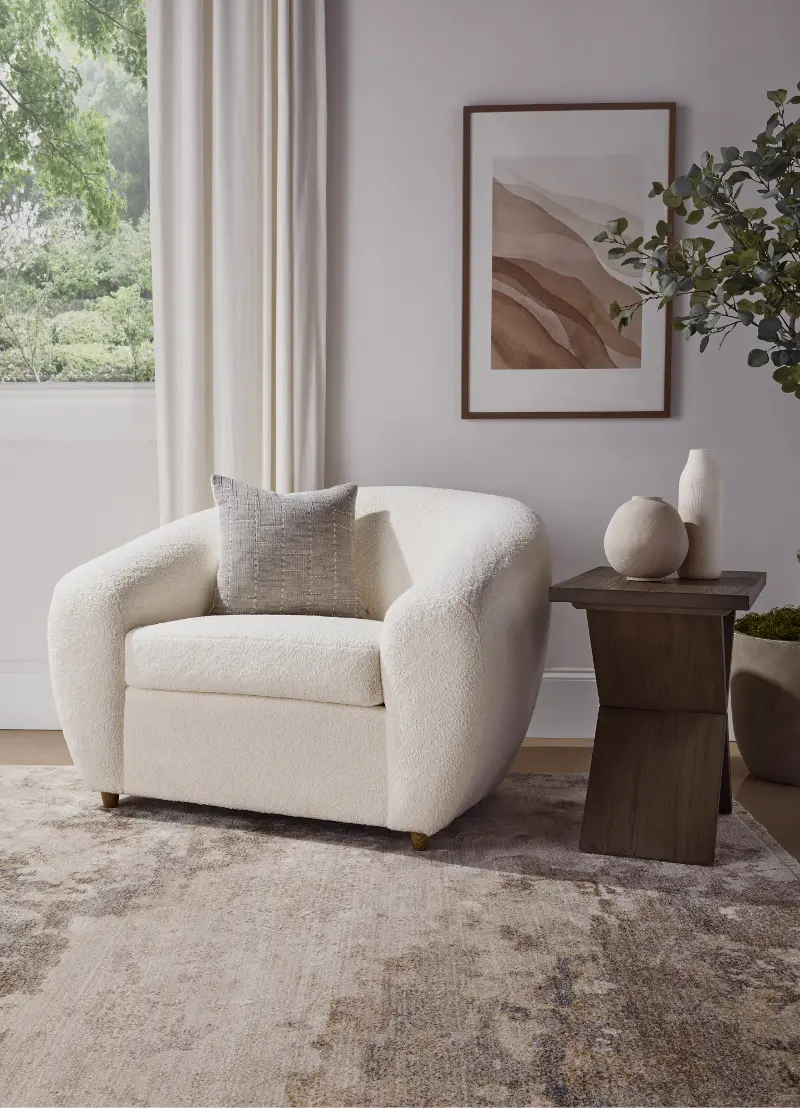 Luciano Ivory Boucle Accent Chair