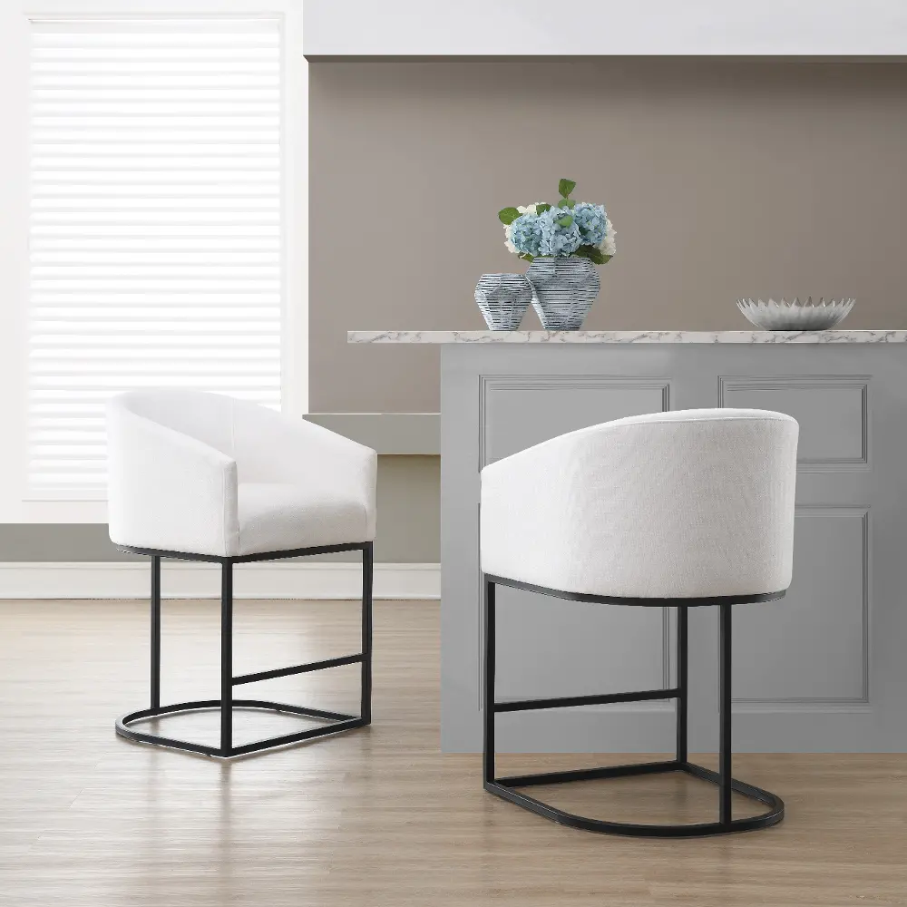 Josephine White Upholstered Counter Stool-1