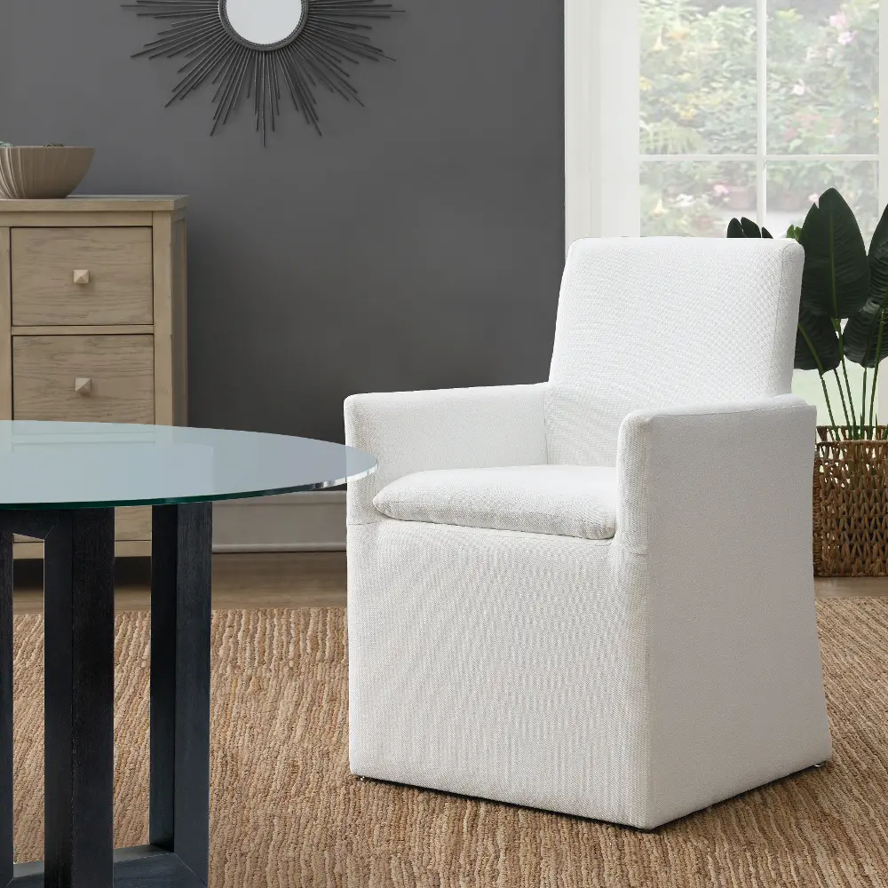 Mariana White Stain-Resistant Upholstered Dining Armchair-2