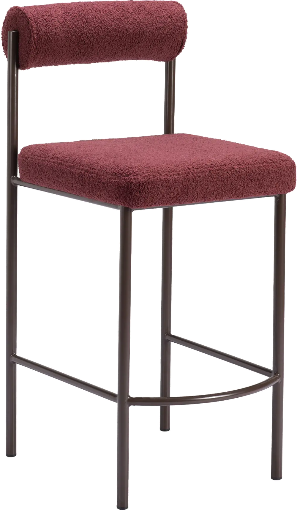 Ginosa Red Shearling Counter Stool-1