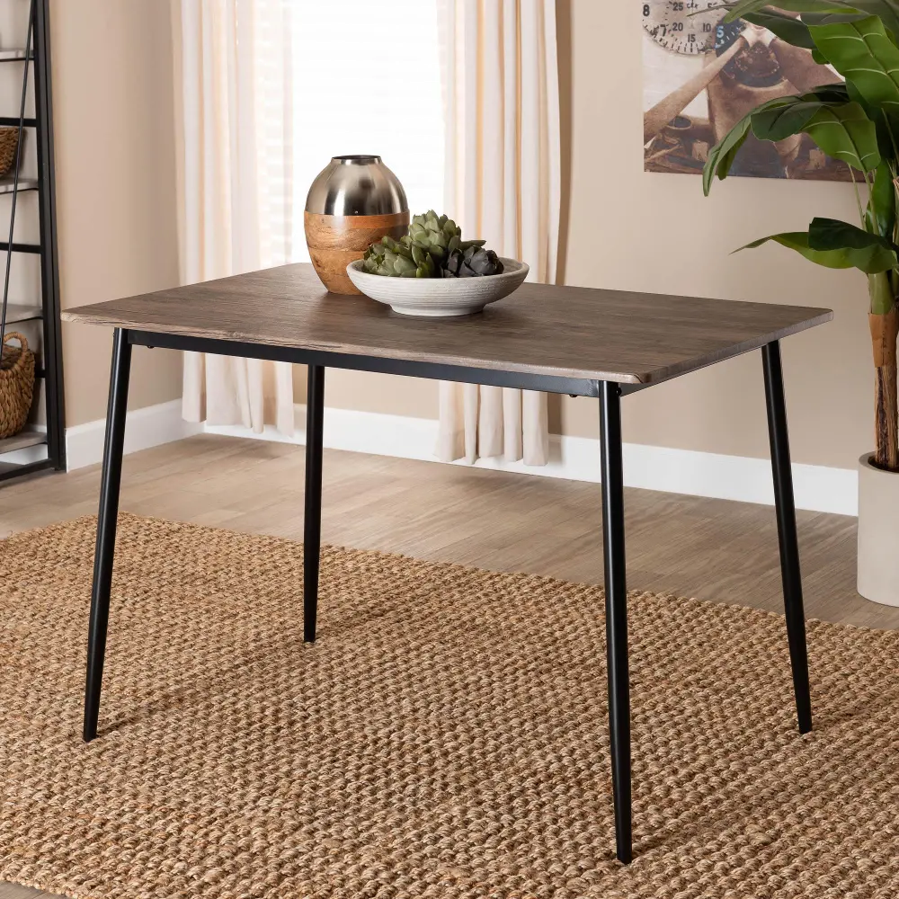 247-13803-RCW Dalair Industrial Wood and Metal Dining Table-2