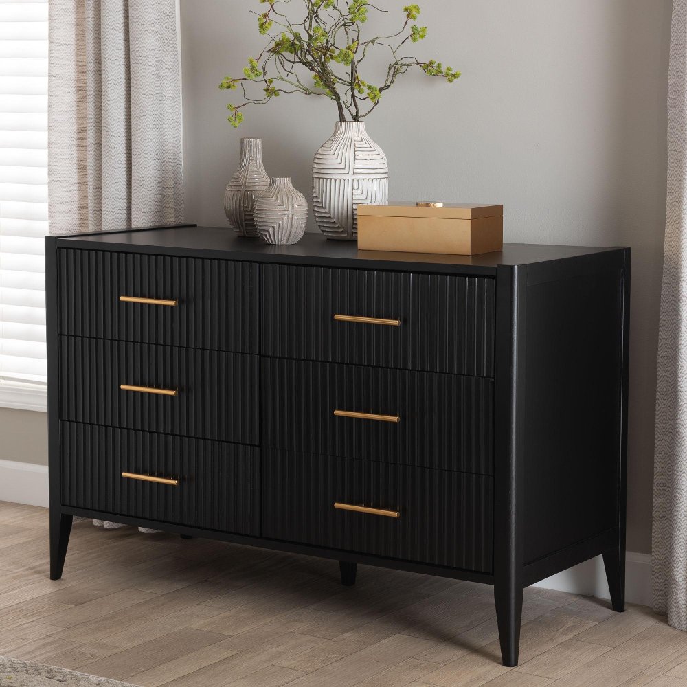 Primrose Black Mid-Century Dresser