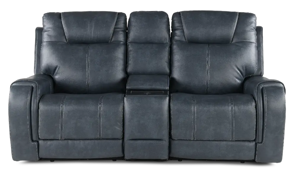 Conway Slate Gray Power Reclining Loveseat with Audio Console-1