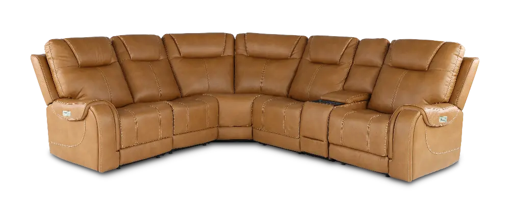 Conway Saddle Brown 6 Piece Power Reclining Sectional-1