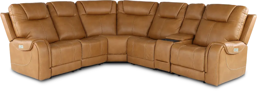 Conway Saddle Brown 6 Piece Power Reclining Sectional with Audio System-1