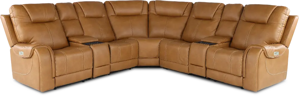 Conway Saddle Brown 7 Piece Power Reclining Sectional-1