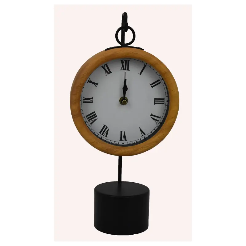 Black and Round Table Clock