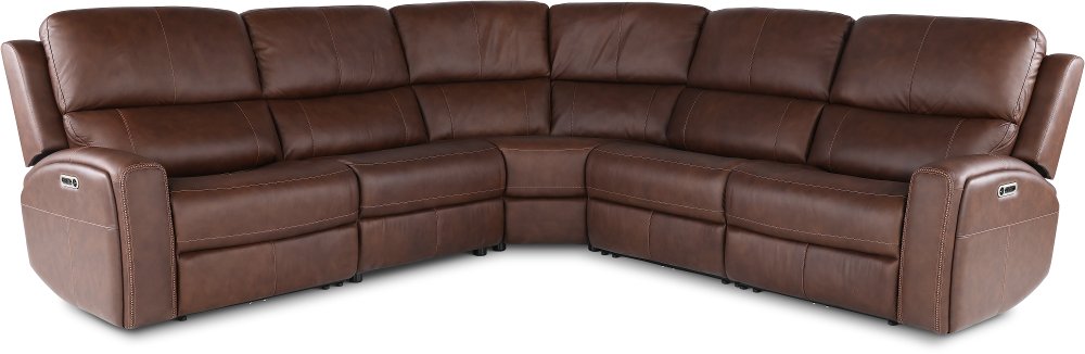 Linden Burnt Umber 5 Piece Power Reclining Sectional