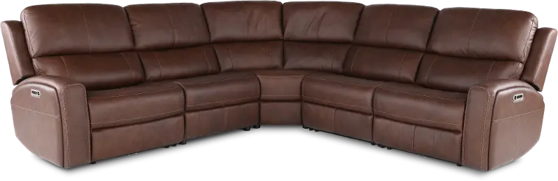 Linden Burnt Umber 5 Piece Power Reclining Sectional