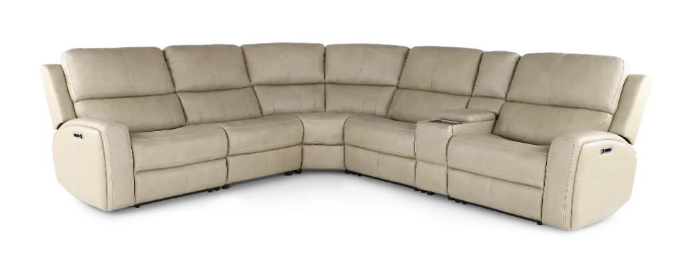 Linden Beige 6 Piece Power Reclining Sectional-1