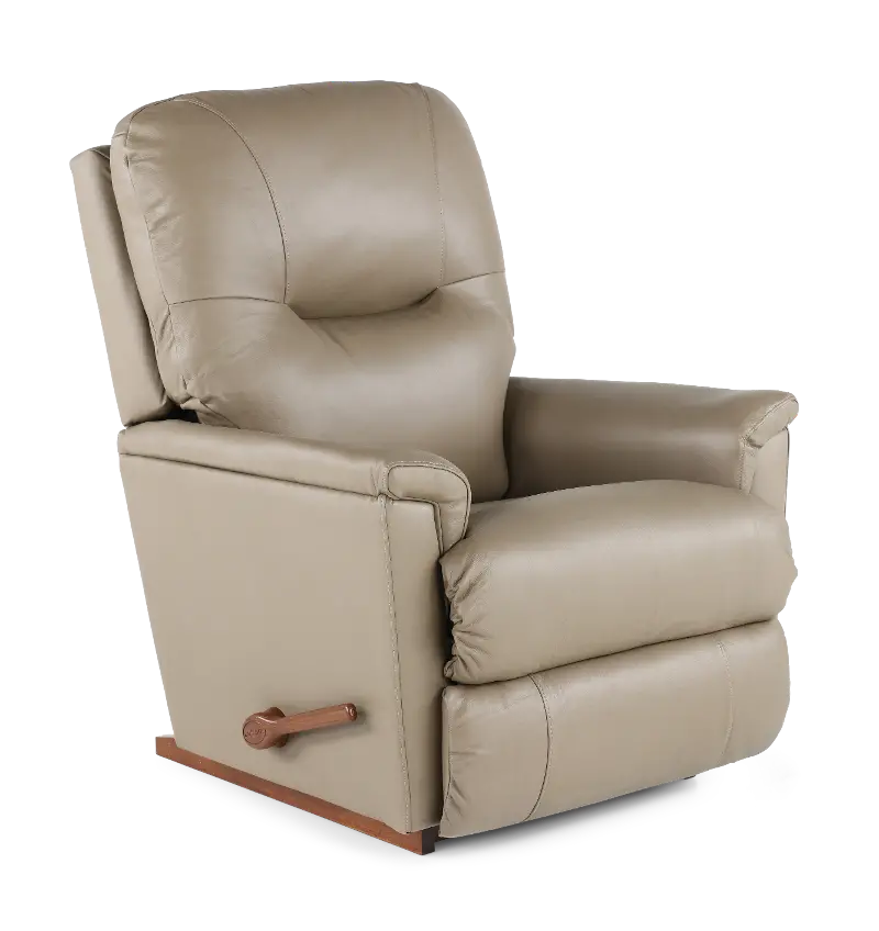 Aries Ecru Beige Leather Rocker Recliner