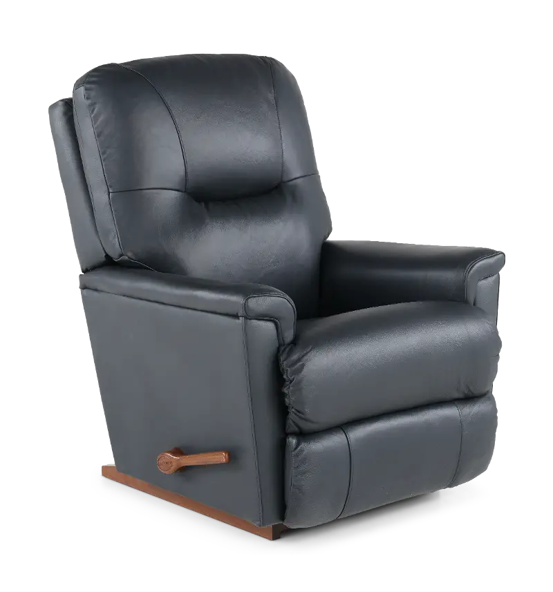 Aries Denim Blue Leather Rocker Recliner