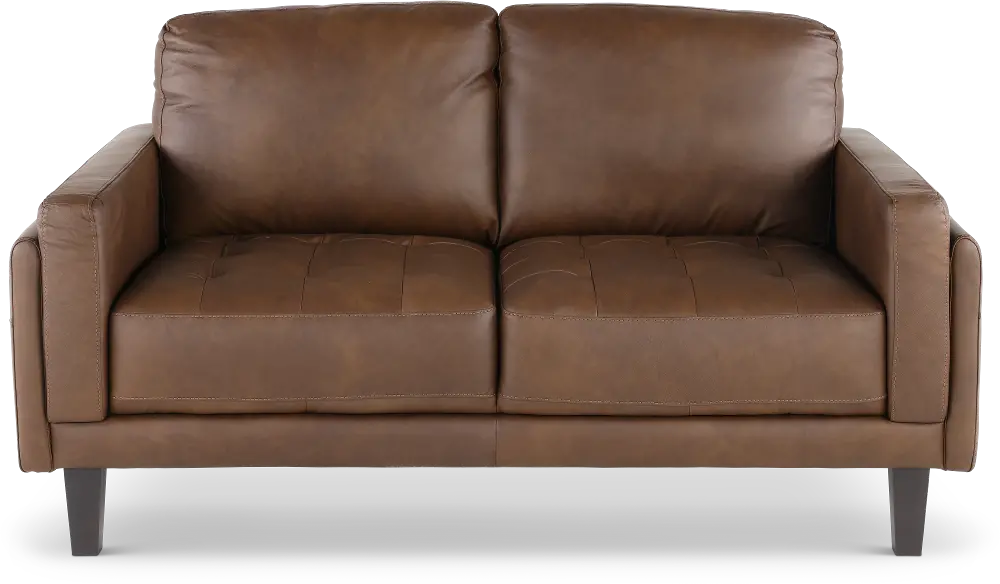 Guernsey Brown Leather Loveseat-1