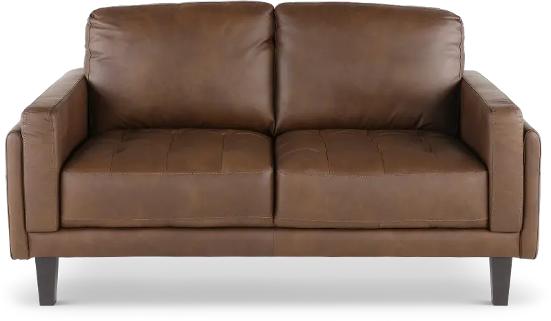 Guernsey Brown Leather Loveseat