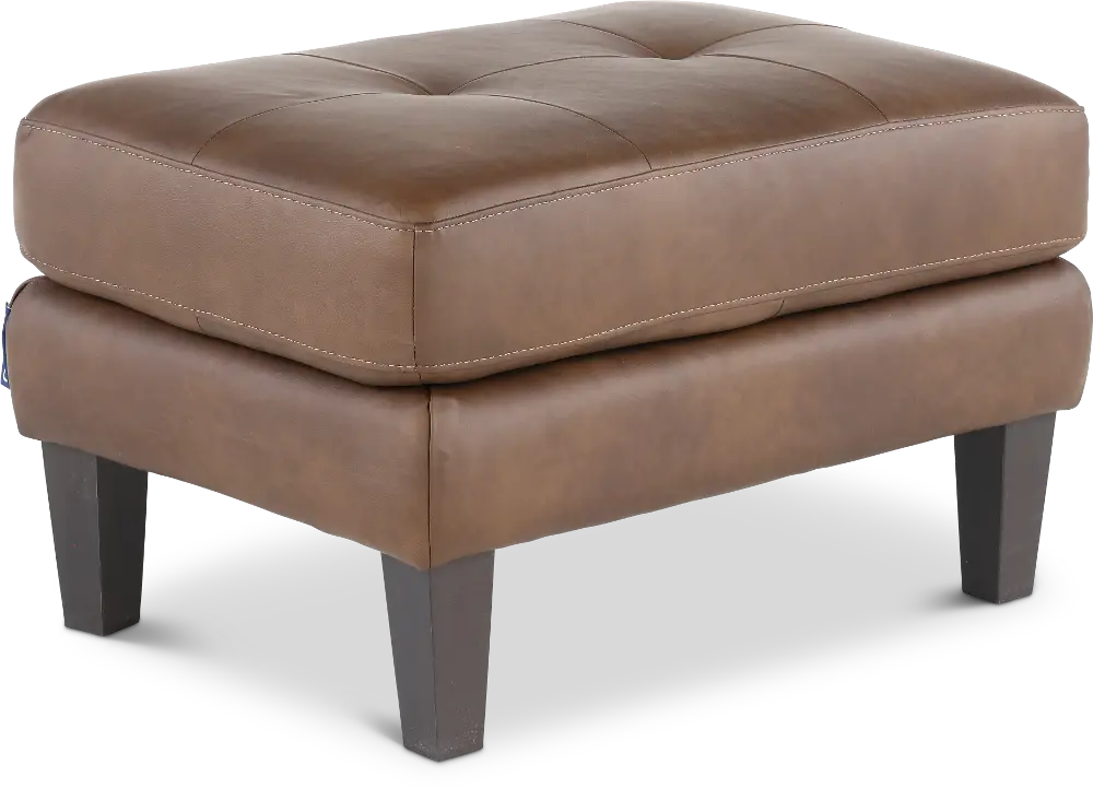 Guernsey Brown Leather Ottoman-1