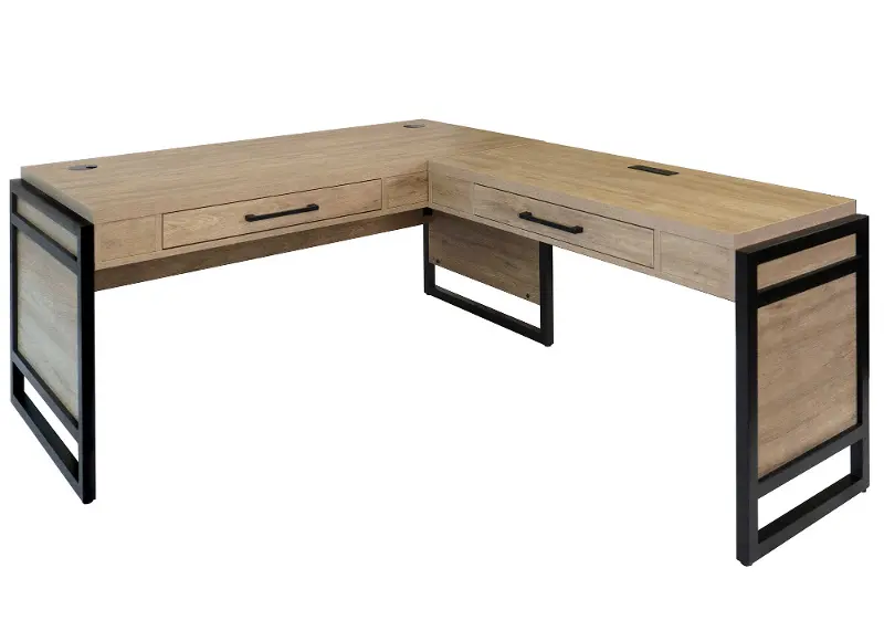 Mason Natural and Black L-Shaped Desk